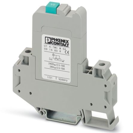Phoenix Contact CLIPLINE UT 6-TMC Thermal Circuit Breaker - 1-Pole, DIN Rail, 6A Current Rating, 250V ac, 28 V dc