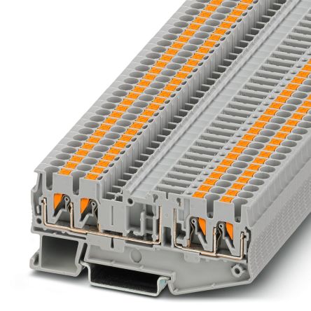Phoenix Contact 3210208 PT 2.5-QUATTRO-TG Series Disconnect Terminal Block Grey, 0.14mm², 4 mm², 1-Level, Push-in