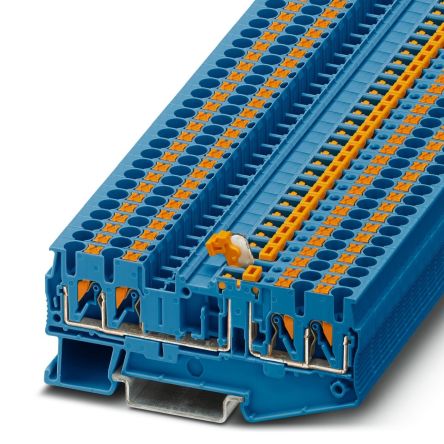 Phoenix Contact 3211676 PT 2.5-QUATTRO-MT BU Series Knife Disconnect Terminal Block Blue, 0.14mm², 4 mm², 1-Level,