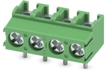 Phoenix Contact PT 1.5/4-5.0-V Series Horizontal PCB Terminal Block, 4 Contact(s), 5 mm Pitch, 1 Row