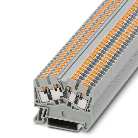 Phoenix Contact 3211993 PTS 2.5-QUATTRO Series Feed Through Terminal Block Grey, 0.14mm², 4 mm², 1-Level, Push-in,