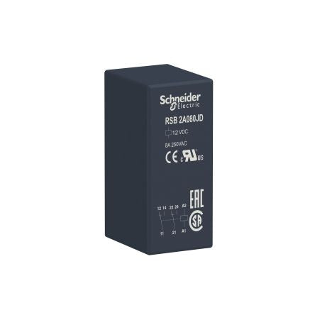 Schneider Electric PCB Power Relay, 12V dc Coil, 8A Switching Current, DPDT