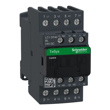Schneider Electric TeSyS D Contactor, 24V dc Coil, 4-Pole, 40 A 24V dc, 4 NO, 690V ac/dc