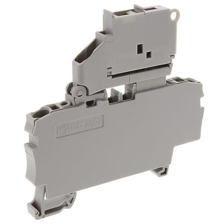 WAGO 2002-1611 2002 Series Fuse Terminal Block Grey, 2.5mm², 1-Level Fused, Cage Clamp, ATEX