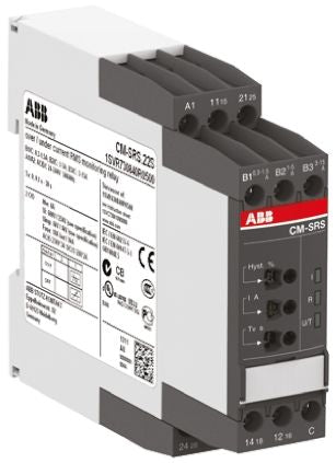 ABB Monitoring Relay, 1 Phase, DPDT, DIN Rail, 0.3A to 15A, 240 V dc, 240V ac