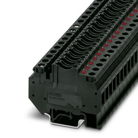 Phoenix Contact 3001938 UK 6-FSI/C-LED24 Series Fuse Modular Terminal Block Black, 0.2mm², 6 mm², 1-Level Fused, Screw