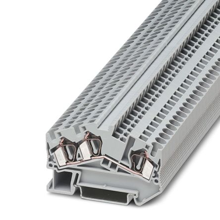 Phoenix Contact 3031665 STS 4-TWIN Series DIN Rail Terminal Block Grey, 0.08mm², 6 mm², 1-Level, Spring Cage, IECEx PTB