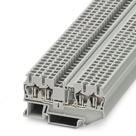 Phoenix Contact 3036534 ST 2.5-QUATTRO-DIO/R-L Series DIN Rail Terminal Block Grey, 0.08mm², 4 mm², 1-Level, Spring Cage