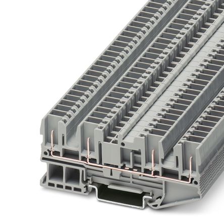 Phoenix Contact 3042159 ST 2.5-QUATTRO/4P Series DIN Rail Terminal Block Grey, 0.08mm², 4 mm², 1-Level, Plug-In