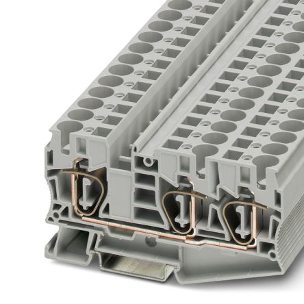 Phoenix Contact 3035288 ST 10-TWIN Series DIN Rail Terminal Block Grey, 0.2mm², 16 mm², 1-Level, Spring Cage