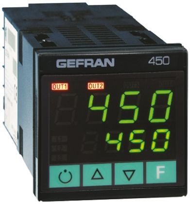 Gefran 450 Panel PID Temperature Controller, 2 Output Relay 240V Type P, PID, PD, On-Off