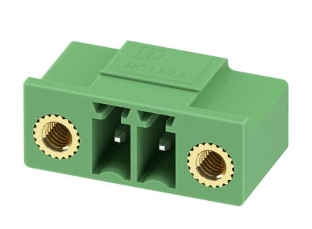 Phoenix Contact MC 1.5/2-GF-3.5-LR Series Pluggable Terminal Block, 2-Contact, 3.5 mm Pitch, 1 Row, 1817615
