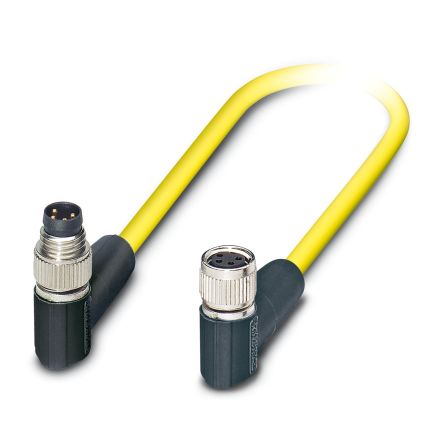 Phoenix Contact Female 4 way M8, Right Angle to Male 4 way Angled Socket M8 Sensor Actuator Cable, 500 mm