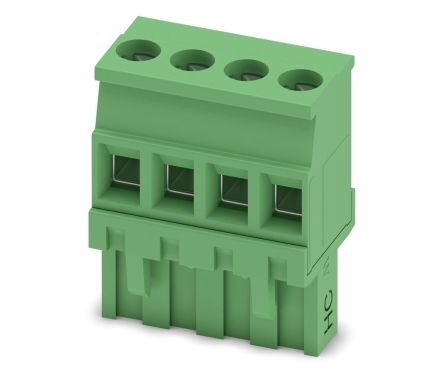 Phoenix Contact MVSTBR 2.5 HC/4-ST-5.08 Series Pluggable Terminal Block, 4-Contact, 5.08 mm Pitch, 1 Row, 1912427