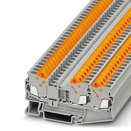 Phoenix Contact 3206445 QTC 2.5 Clipline Series Feed Through Terminal Block Grey, 2.5mm², 1-Level, Quick Connect