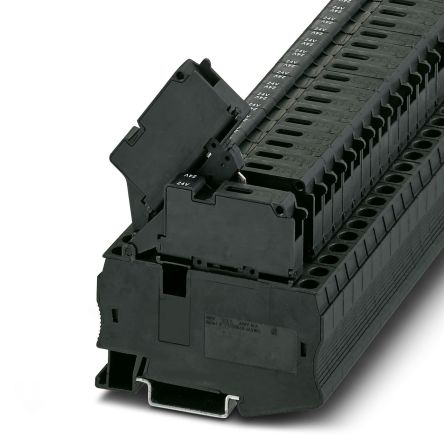 Phoenix Contact 3038765 ST 4-HESILED 24 (6.3X32) Series Non-Fuse DIN Rail Terminal Black, 1-Level, Spring Cage