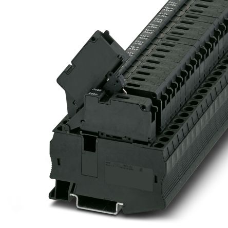 Phoenix Contact 3038778 ST 4-HESILA 250 (6.3X32) Series Non-Fuse DIN Rail Terminal Black, 1-Level, Spring Cage
