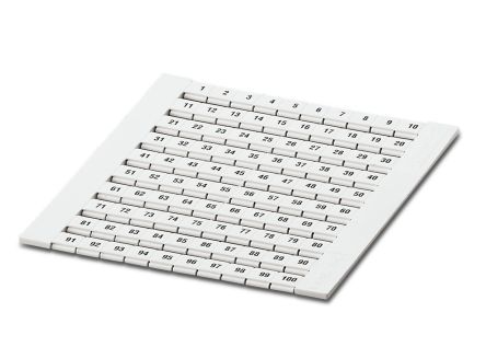 Phoenix Contact, ZBFM 6/WH.LGS:1-100 Polyamide Terminal Marker for use with Terminal Block