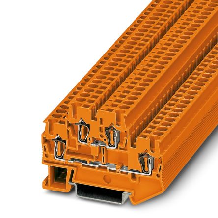 Phoenix Contact 3035373 STTB 2.5 Clipline Series Double Level Terminal Block Orange, 0.08mm², 4 mm², 2-Level, Spring