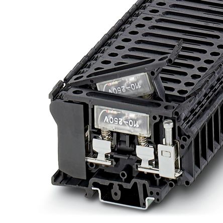 Phoenix Contact 3004249 UK6.3-HESILA 250 Series Fuse Modular Terminal Block Black, 1.5mm², 1-Level Fused, Screw
