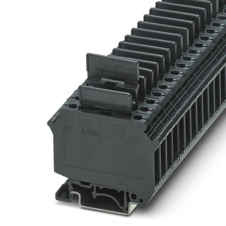 Phoenix Contact 3118012 UK-SI Series Fuse Modular Terminal Block Black, 0.2mm², 4 mm², 1-Level Fused, Screw