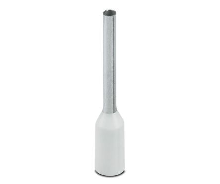 Phoenix Contact, AI Insulated Crimp Bootlace Ferrule, 10 mm Pin Length, 1.1 mm Pin Diameter, White to 20 AWG Wire Size