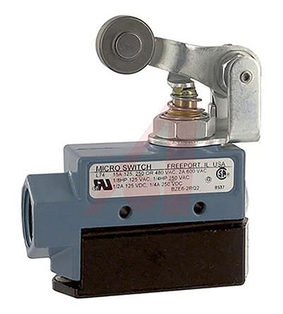 Honeywell BZE6 Series Roller Lever Limit Switch, SPDT, IP40, Die Cast Zinc Housing, 600V, 15A