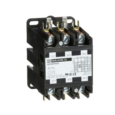 Schneider Electric DPA Contactor, 110V ac Coil, 3-Pole, 50 A 110V ac, 120 V ac, 3 NO, 600V ac