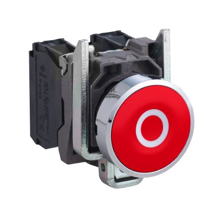 Schneider Electric Harmony Series Push Button Switch, Spring Return, Panel, 22 mm Cutout, SPST, Red LED