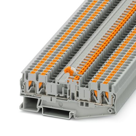 Phoenix Contact 3210184 PT 2.5-QUATTRO-MTB Series Knife Disconnect Terminal Block Grey, 2.5mm², 1-Level, Push-in