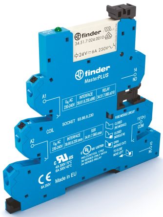 Finder 39 Series Interface Relay, DIN Rail, 110V dc Coil, SPDT, 4.6mA