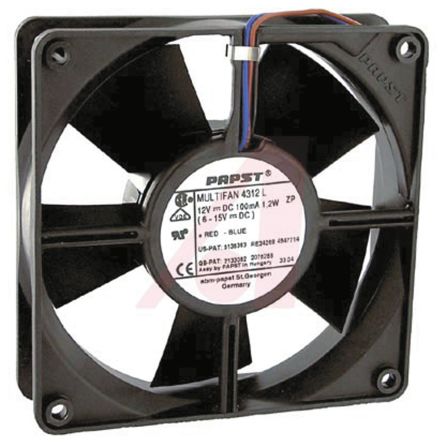 ebm-papst 4300 Series Axial Fan, 12V dc, 170 m³/h, 5 W, IP68 119 mm 32mm 32 mm