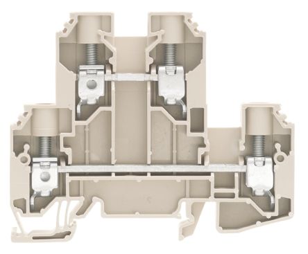 Weidmüller 1186740000 W Series Double Level Terminal Block Dark Beige, 10mm², 2-Level, Screw