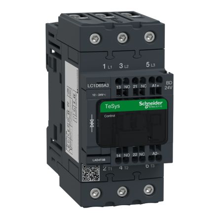 Schneider Electric TeSyS D Contactor, 24V Coil, 3-Pole, 65 A, 30 kW 24V, 3 NO, 690V