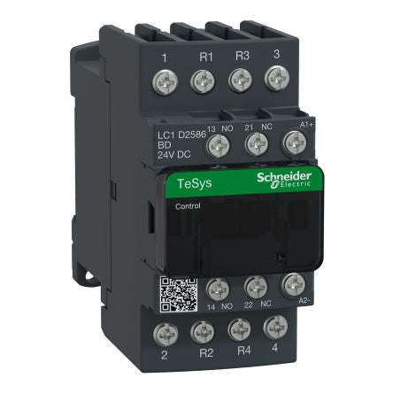 Schneider Electric TeSyS D Contactor, 24V dc Coil, 4-Pole, 40 A, 3.2 W 24V dc, 2 NO/2 NC, 300 V dc, 690V ac