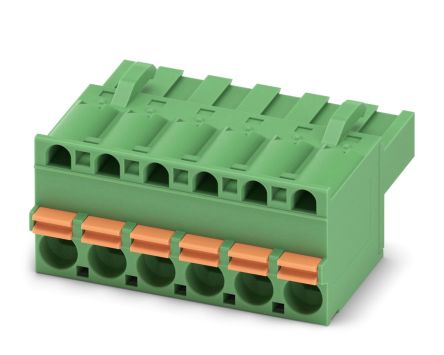 Phoenix Contact FKCT 2.5/6-ST-5.08 Series Pluggable Terminal Block, 6-Contact, 5.08 mm Pitch, 1 Row, 1902152