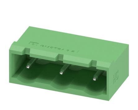 Phoenix Contact COMBICON GMSTBA Series Pluggable Terminal Block, 3-Contact, 7.62 mm Pitch, 1 Row, 1728866