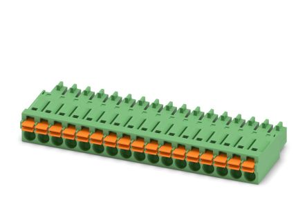 Phoenix Contact FMC 1.5/17-ST-3.5 Series Pluggable Terminal Block, 17-Contact, 3.5 mm Pitch, 1 Row, 1952416