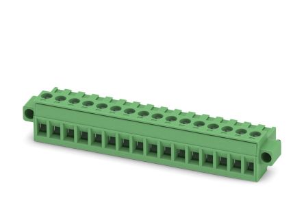 Phoenix Contact MSTBT 2.5/16-STF Series Pluggable Terminal Block, 16-Contact, 5 mm Pitch, 1 Row, 1919857