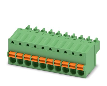 Phoenix Contact FK-MCP 1.5/10-ST-3.5 Series Pluggable Terminal Block, 10-Contact, 3.5 mm Pitch, 1 Row, 1939989