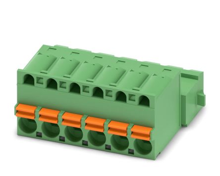 Phoenix Contact FKIC 2.5/6-ST-RN Series Pluggable Terminal Block, 6-Contact, 5 mm Pitch, 1 Row, 1946943