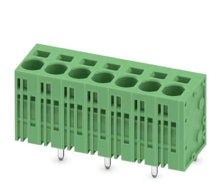 Phoenix Contact SPT 5/7-V-7.5-ZB Series Right Angle PCB Terminal Block, 7 Contact(s), 7.5 mm Pitch, 1 Row
