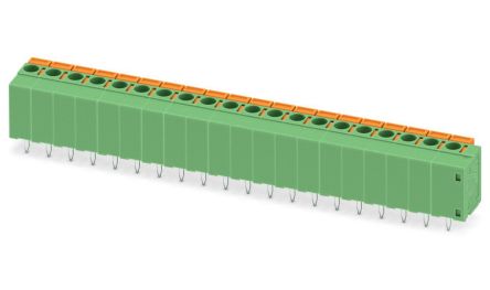 Phoenix Contact FFKDSA1/V1-5.08-20 Series 45° PCB Terminal Block, 20 Contact(s), 5.08 mm Pitch, 1 Row