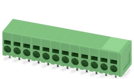 Phoenix Contact SPT 2.5/12-H-5.0-EX Series Straight PCB Terminal Block, 12 Contact(s), 5 mm Pitch, 1 Row