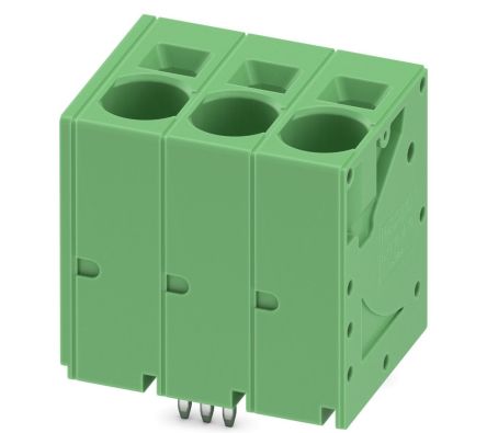 Phoenix Contact SPT 16/3-V-10.0-ZB Series Right Angle PCB Terminal Block, 3 Contact(s), 10 mm Pitch, 1 Row