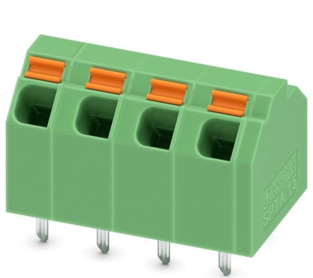 Phoenix Contact SPTA 1.5/4-5.08 Series 45° PCB Terminal Block, 4 Contact(s), 5.08 mm Pitch, 1 Row