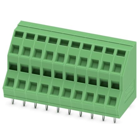 Phoenix Contact ZFKKDSA 1.5C-5.0-10 Series 45° PCB Terminal Block, 10 Contact(s), 5 mm Pitch, 2 Row