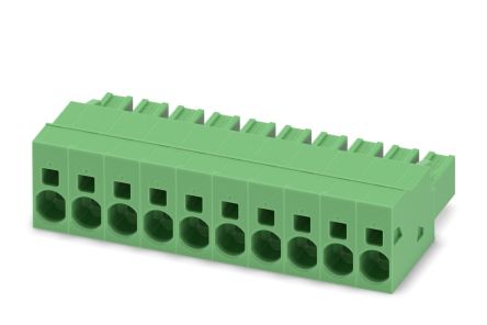 Phoenix Contact SPC 5/10-ST-7.62 Series Pluggable Terminal Block, 10-Contact, 7.62 mm Pitch, 1 Row, 1996090