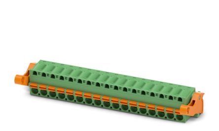 Phoenix Contact FKC 2.5/17-ST-5.08-LR Series Pluggable Terminal Block, 17-Contact, 5.08 mm Pitch, 1 Row, 1810942