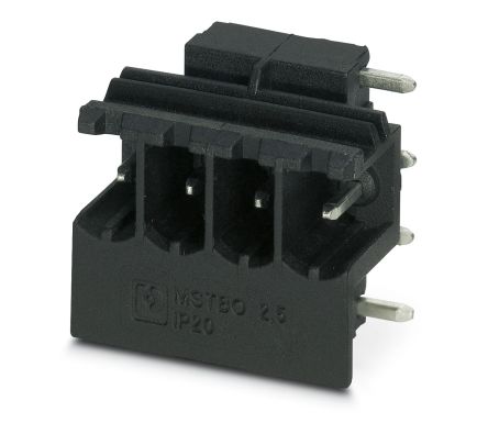 Phoenix Contact MSTBO 2.5/ 4-G1PR BK Series Right Angle Pluggable Terminal Block, 4 Contact(s), 5 mm Pitch, 1 Row